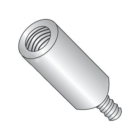 NEWPORT FASTENERS Round Standoffs, #6-32 Thrd Sz, 7/8 in Bd L, 18-8 Stainless Steel Plain, 1/4 in OD 611356